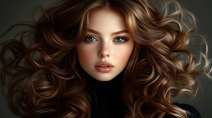 Fototapeta premium Hair Care Creates Stunning Curls and Volume with Deep Conditioner