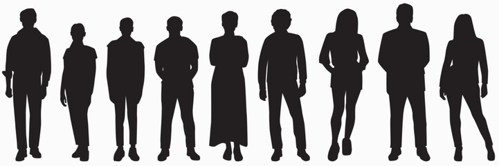 set of diverse people silhouette vector illustration