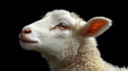 Fototapeta premium Lamb Gazes Upward: Innocence, Wool, Farm, Livestock, Nature's Beauty