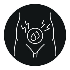 Menstruation pain line black icon. Sign for web page, mobile app, button, logo. Vector isolated button.