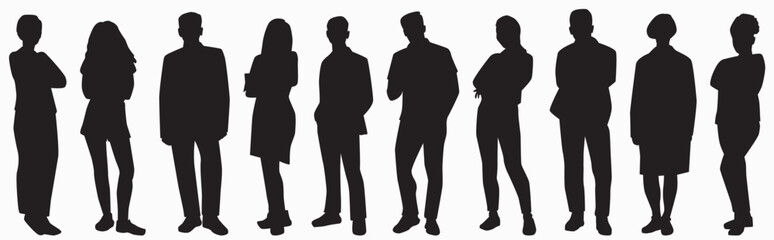 set of diverse people silhouette vector illustration