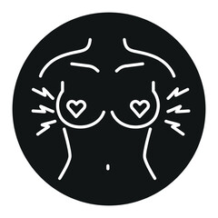 Breast swelling line black icon. Premenstrual syndrome. Sign for web page, mobile app, button, logo. Vector isolated button.