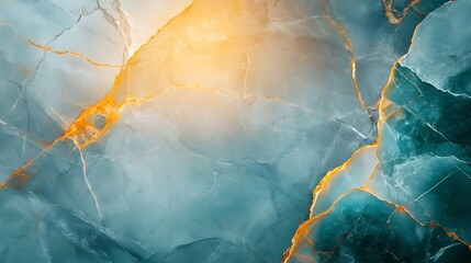 Naklejka premium Stunning Close-Up Photo: Teal and Gold Marble Texture Background. AI Generated