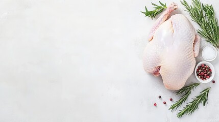 Raw Turkey with Rosemary and Spices