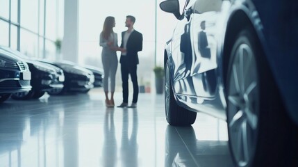 Vehicle exchange discussion. Featuring a satisfied customer at a dealership