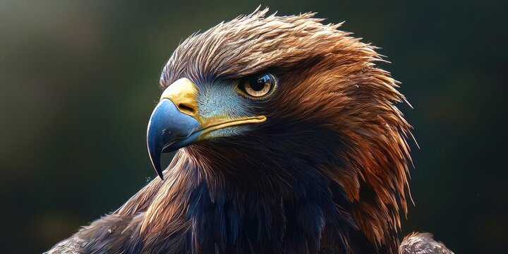 Large brown eagle with a yellow beak