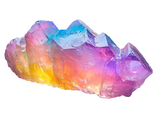 Vibrant Rainbow Iridescent Crystal Isolated on Transparent Background