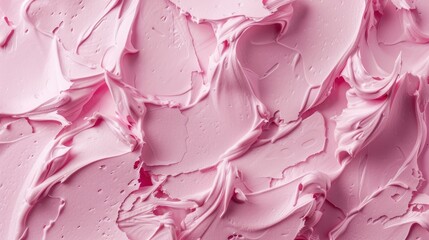 Obraz premium Pink frosting texture, thick and wavy, for abstract background.