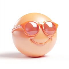A smiling sun wearing sunglasses. vector style art 3d illustration Isolated on White Background