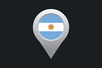 Argentina flag with location sign, Flag of Argentina national country symbol illustration Vector, Rectangle Argentina flag illustration, Flat vector illustration
