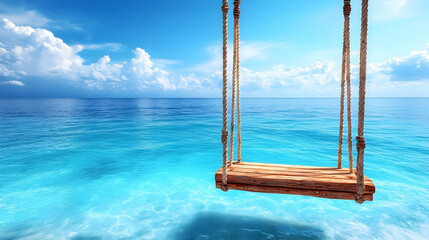 Obraz premium Ocean Swing Sways Gently Above Crystal Blue Waters of Paradise