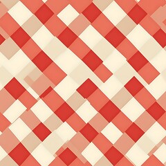 Seamless Coral Red and Cream Checkered Pattern for Textiles and Decor