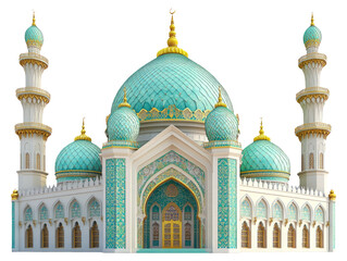 Obraz premium Stunning Render of Mosque with Green and Gold Dome in Light
