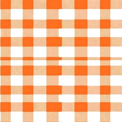 Seamless Orange and White Plaid Pattern for Picnic Background Design