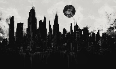 Fototapeta premium city skyline in black