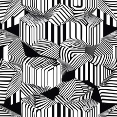 Black and White Geometric Tessellation Pattern with 3D Effects