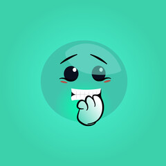 Emoji emoticon biting his nails, feeling nervous or fear