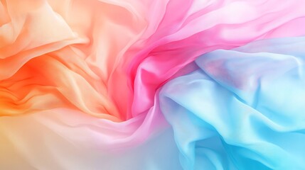 Obraz premium Close-up Photo: Vibrantly Colored Fabric Draped Softly, Gradient Hues. AI Generated