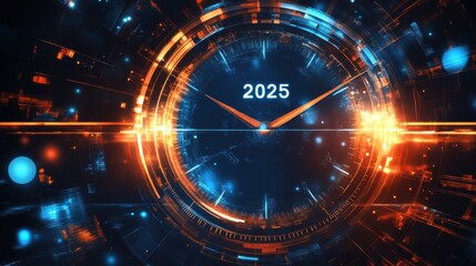 Futuristic Clock Design with Vibrant Color Overlay