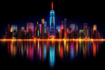 Fototapeta premium Vibrant Nighttime Skyline Illuminates New York City
