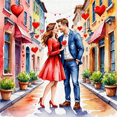 Obraz premium Valentine's Day card design. Illustration with oil paint. Pattern for printing on wall decorations, covers, wallpapers