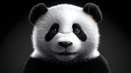 Fototapeta premium Realistic Illustration Panda Cub, Wildlife, Animal Portrait