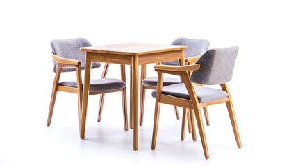 A wooden table with four chairs around it