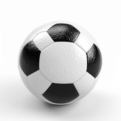 Isolated soccer ball with black and white pattern.