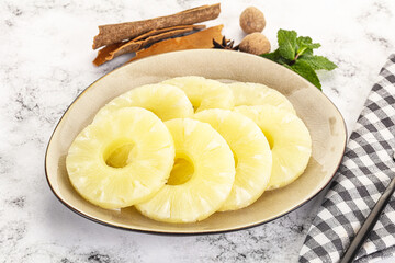 Sweet Canned pineapple in the bowl