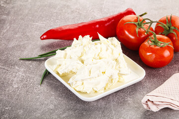 Soft Philadephia cheese in the bowl