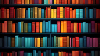 Illustration Library Bookshelf Colorful Books Reading Knowledge