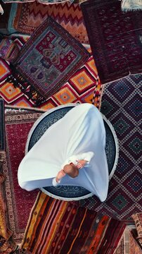 Aerial view of Sufi Whirling Dervish, Turkey
