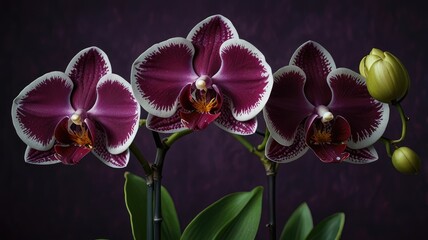 purple wallpaper,Elegant orchid blooms against a deep purple backdrop

