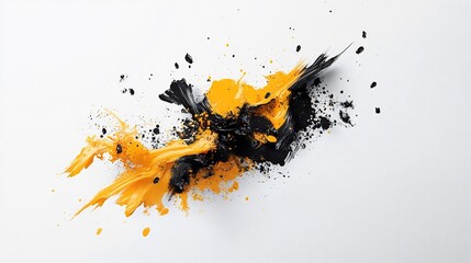 Dynamic Abstract Digital Painting: Bold Black and Yellow Splashes. AI Generated