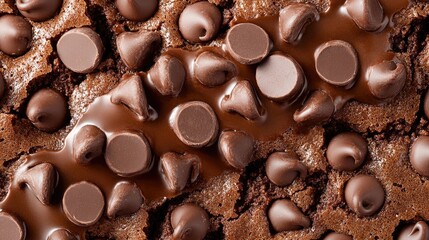 Fototapeta premium Deliciously Rich Chocolate Brownies with Melted Chocolate Chips
