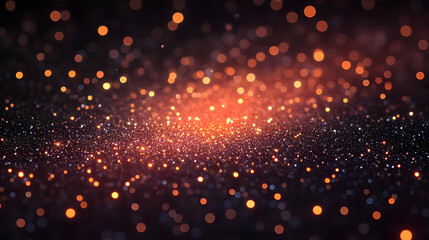 Fototapeta premium Abstract Background - Sparkle Glitter, Light, Bokeh, Festive, Dark, Orange, Glow, Texture, Shimmer, Defocused