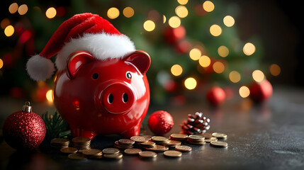 Photo Christmas Savings Piggy Bank Festive Finance Coins Budget Holiday