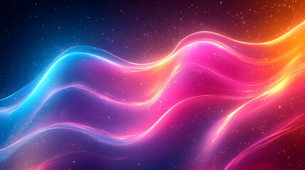 Fototapeta premium Abstract Background - Colorful Light Waves and Stars
