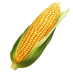 Realistic Fresh sweet corn isolated on transparent background Generative Ai.

