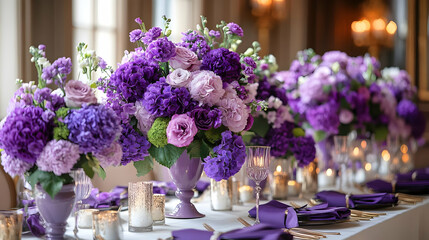 Photo: Elegant Purple Floral Table Setting Decor