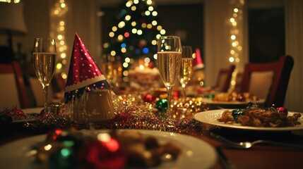 Elegant New Year's Eve Dinner Table Setting