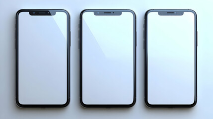 3D Illustration - Smartphones with Blank Screens, Technology, Mobile