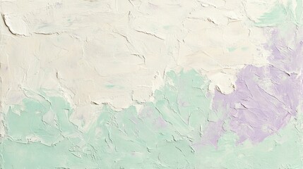 Abstract Pastel Painting White Green Lavender Hues
