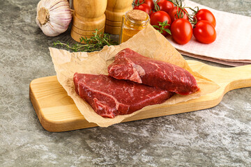 Raw marble uncooked beef steak