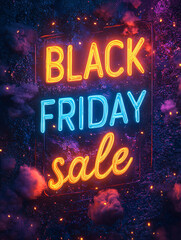 Black Friday glitter green text design bold colorful background artistic brushstrokes neon yellow retail holiday promotional campaign hand writing sale shopping poster ecommerce banner advertising