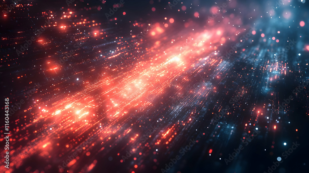 Poster a vibrant display of abstract light particles creating a sense of motion and depth.