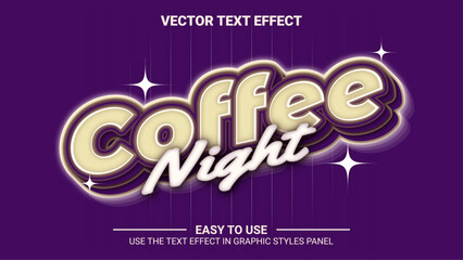 3d coffee night editable text effect