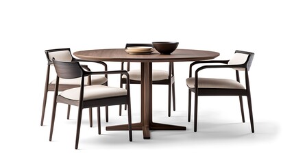 A wooden table with four chairs around it