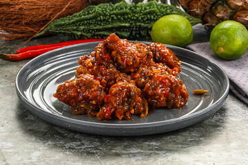 Indian cuisine - meat with chili and gravy