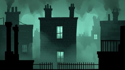 Obraz premium Foggy Cityscape at Night